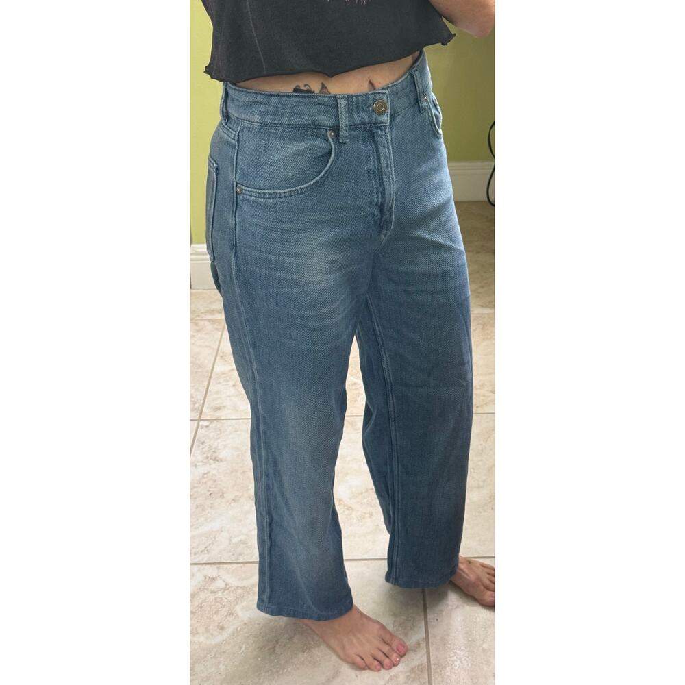 Zara size 6 wide leg baggy skater medium wash denim jeans - Picture 6 of 10